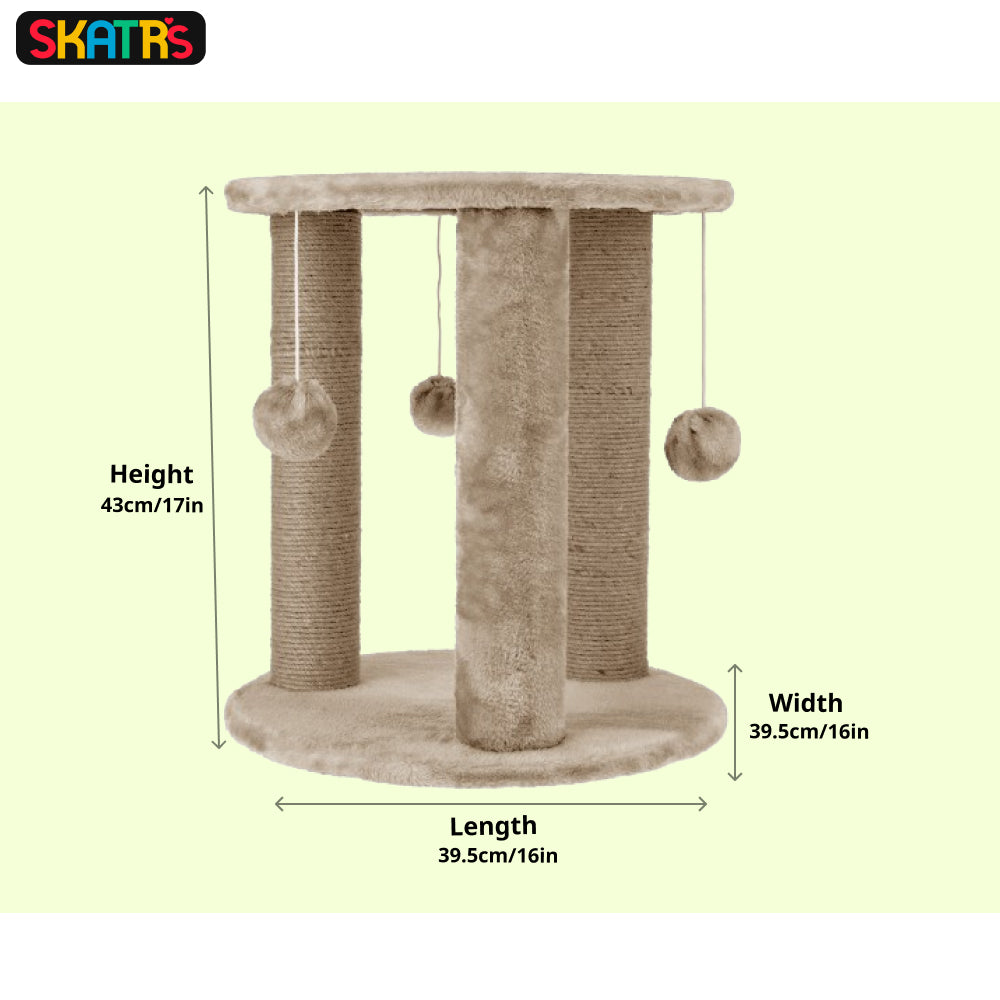 Skatrs Whisker Wonderland Circular Three Scratching Post with Hanging ...