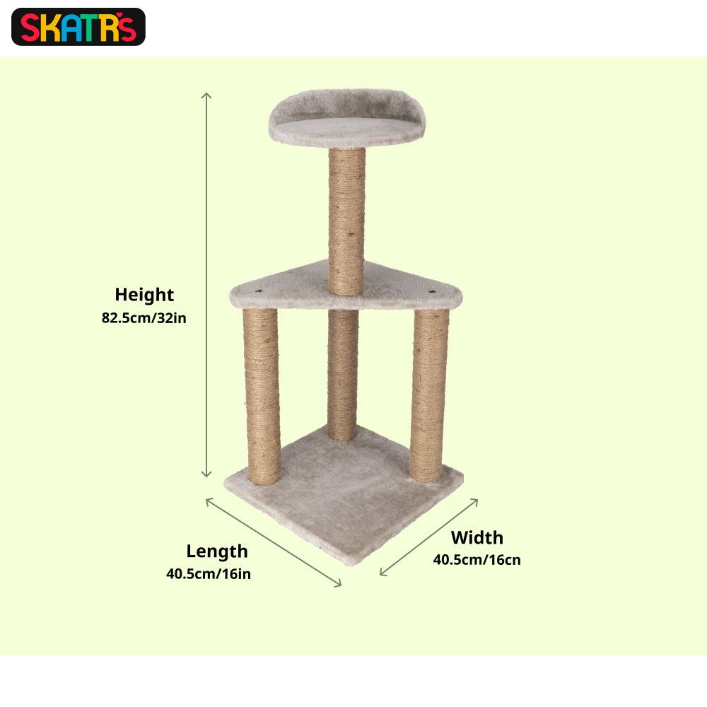 Skatrs Feline Fortress Two Tier Cat Tree with Sisal Post Toy