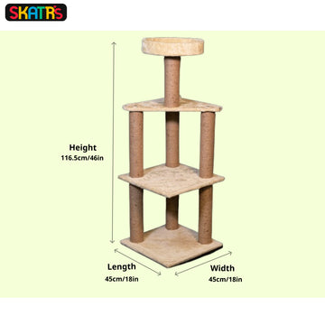 Skatrs Scratchy Wonderland Jumbo Multi Level Cat Tree with Sisal Posts Toy (Beige)