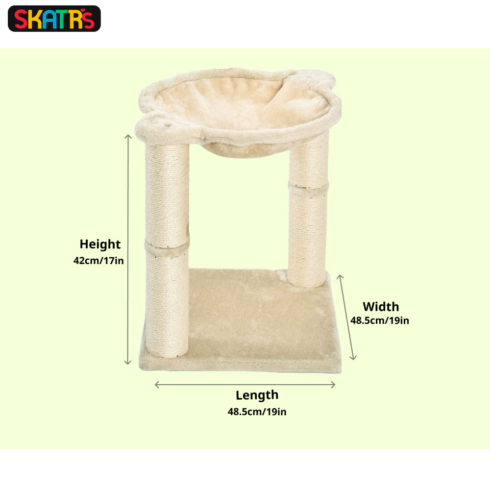 Skatrs Claw Tower Cat Tree with Hammock and Dual Scratching Post Toy (Beige) Cats-Toys Skatrs