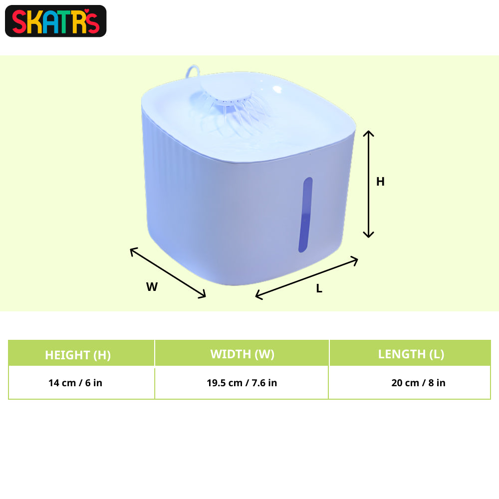 Skatrs Water Fountain with Adapter for Dogs and Cats (White) Rewards Both-Bowls & Feeders Skatrs