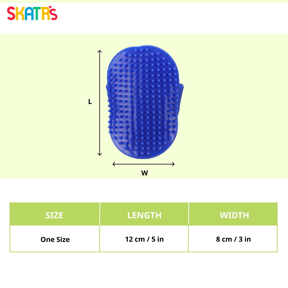Skatrs Rubber Bristles Massage Hand Brush Comb for Dogs & Cats (Blue) Both-Grooming Supplies Skatrs