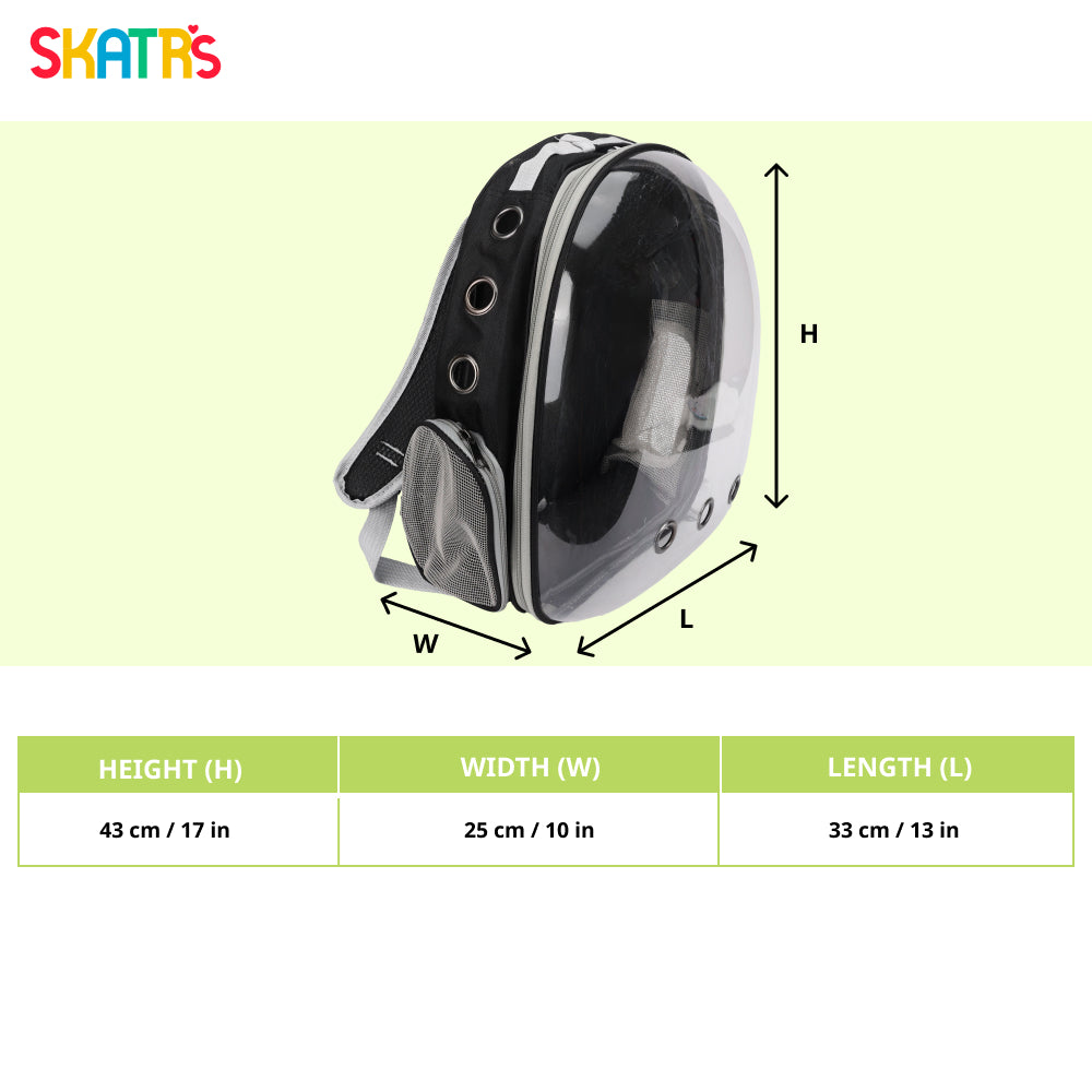 Skatrs Astronaut Space Capsule Carrier Backpack for Cats (Black)