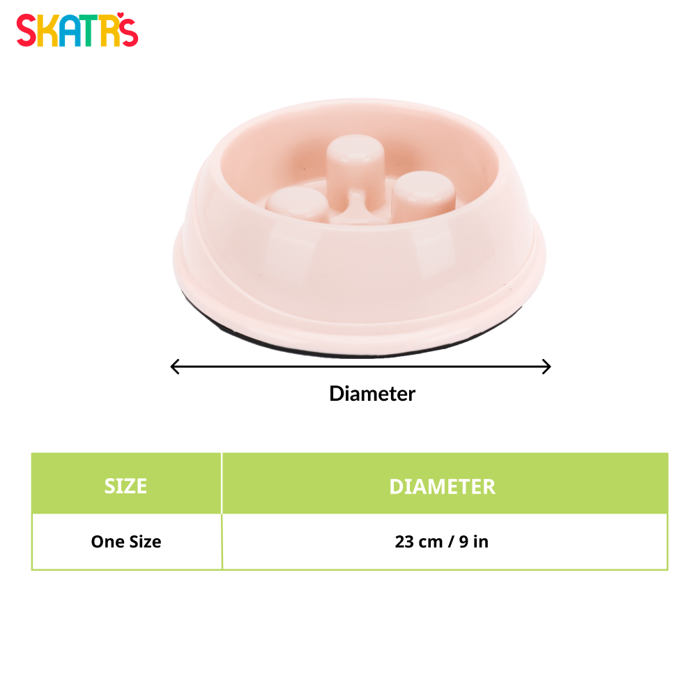 Skatrs Antiskid Slow Feeder Bowl for Dogs and Cats (Pink) Both-Bowls & Feeders Skatrs