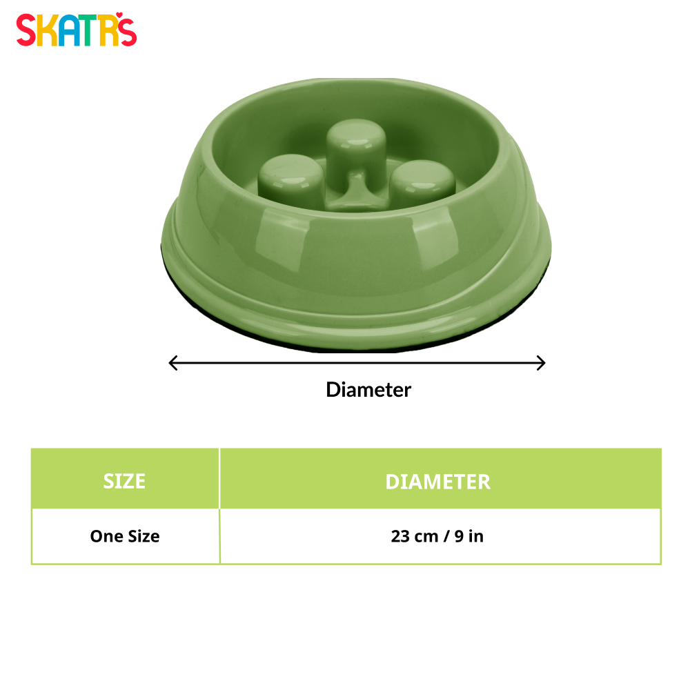 Skatrs Antiskid Slow Feeder Bowl for Dogs and Cats (Green)