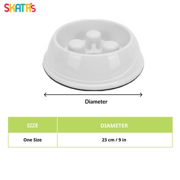 Skatrs Antiskid Slow Feeder Bowl for Dogs and Cats (White)