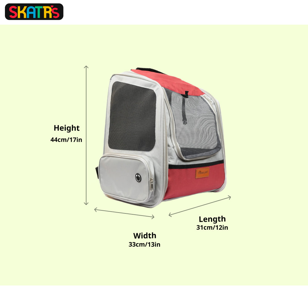 Skatrs Breathable Cat Backpack Carrier Foldable & Ventilated Travel Bag for Adult & Kitten Cats (Red) Cats-Bedding, Mats & Travel Supplies Skatrs