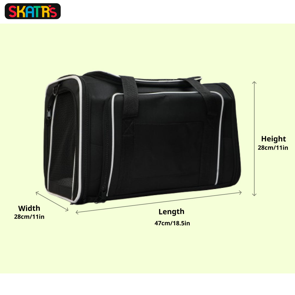 Skatrs Foldable Expandable Pet Travel Carrier Bag for Small Dogs, Adult Cats & Kittens (Grey with Neon Green) Both-Bedding, Mats & Travel Supplies Skatrs
