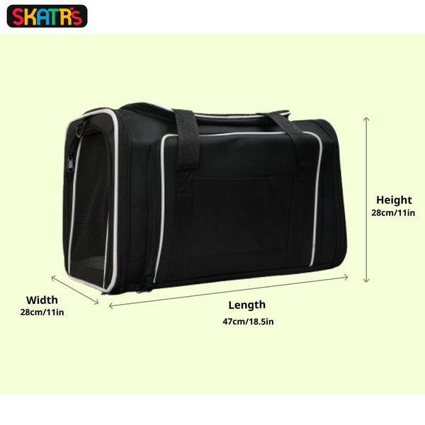 Skatrs Foldable Expandable Pet Travel Carrier Bag for Small Dogs, Adult Cats & Kittens (Grey with Neon Green)