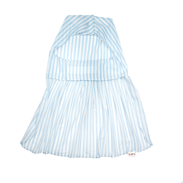 Skatrs Cotton Dress for Dogs and Cats (Blue and White Stripe)