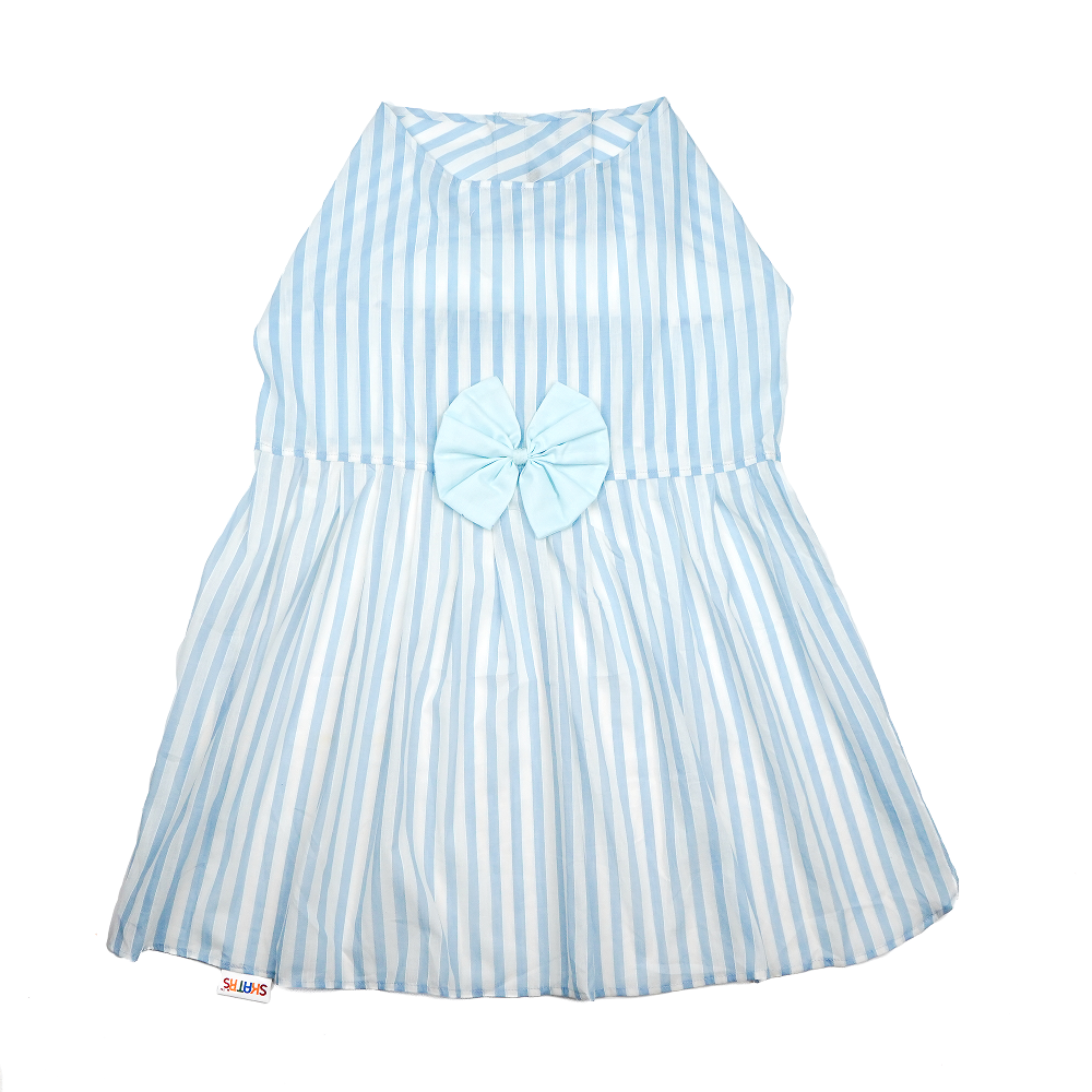 Skatrs Cotton Dress for Dogs and Cats (Blue and White Stripe) Both-Clothing & Accessories Skatrs