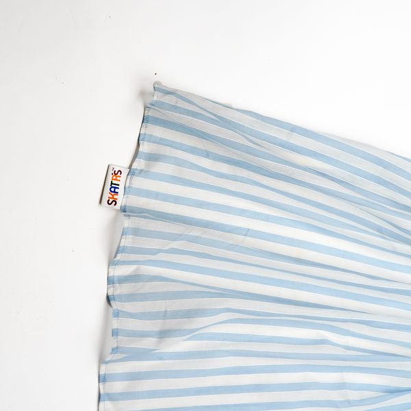Skatrs Cotton Dress for Dogs and Cats (Blue and White Stripe)