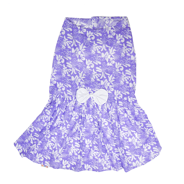 Skatrs Cotton Dress for Dogs and Cats (Lavender and White)