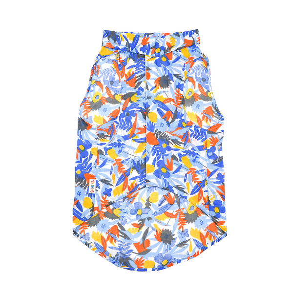 Skatrs Cotton Shirt for Dogs and Cats (Blue Beach Print)