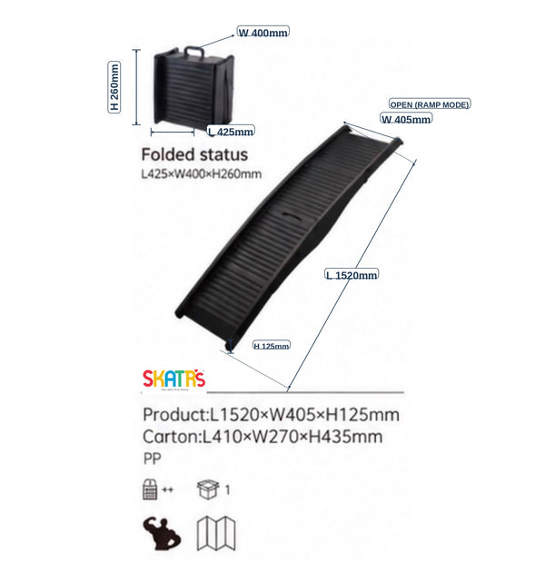 Skatrs Folding Anti Slip Coated Ramp for Dogs & Cats