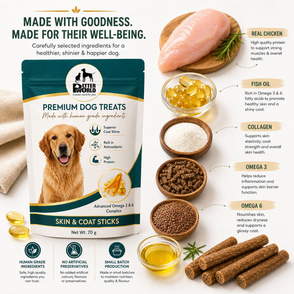 Petter World Skin & Coat Sticks with Omega 3 & 6 Dog Treats