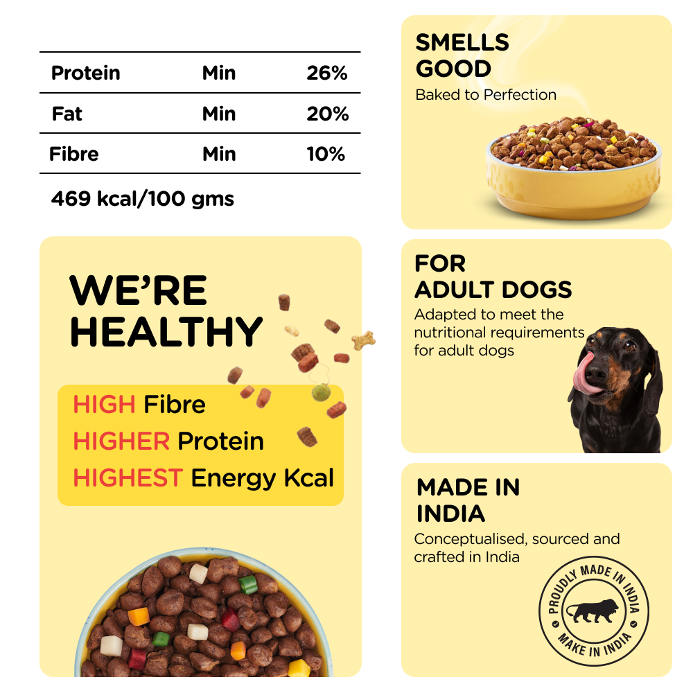 Henlo Baked Chicken and Egg & Chicken and Vegetable Dry Food for Dogs
