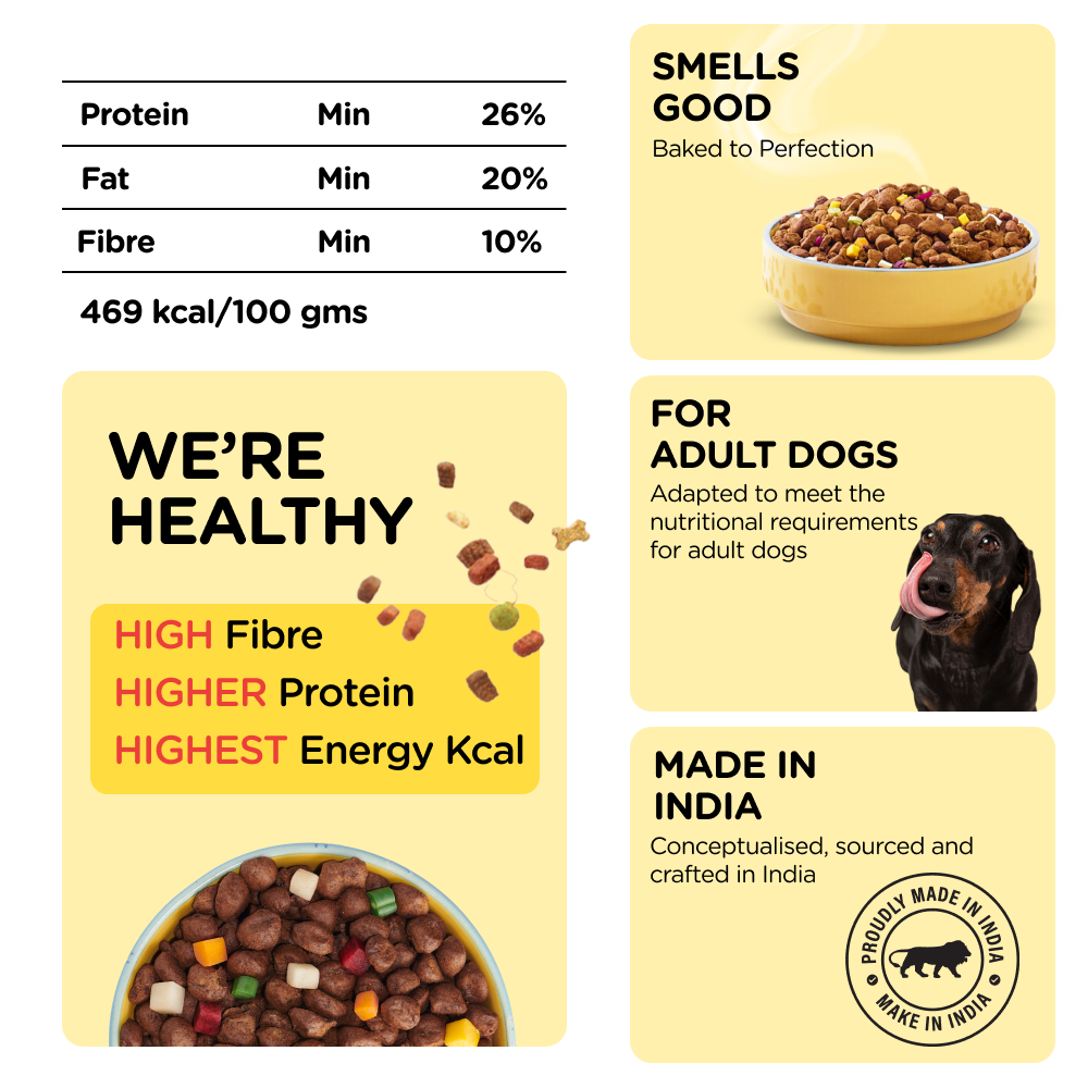 Henlo Chicken & Vegetable Baked Dry Food for Adult Dogs | 100% human grade ingredients