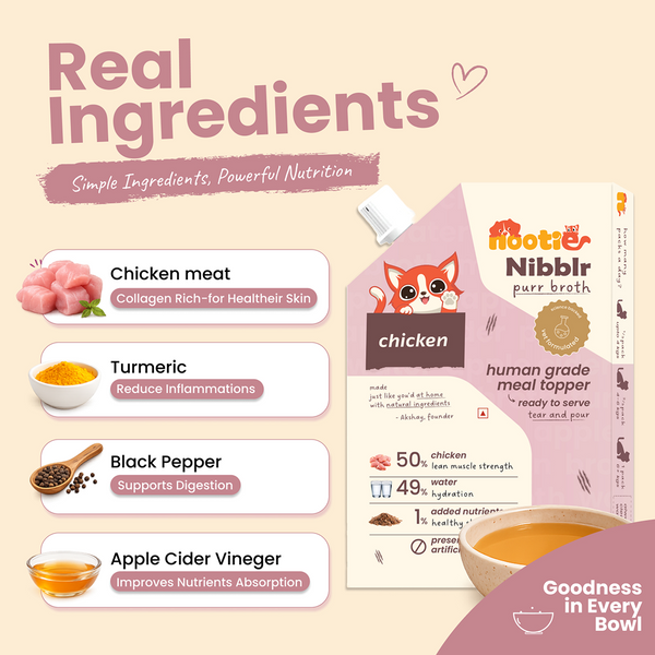 Nootie Nibblr Chicken Bone Broth Hydrating Meal Topper Cat Wet Food
