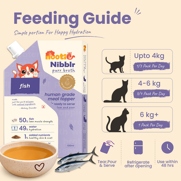 Nootie Nibblr Fish Bone Broth Hydrating Meal Topper Cat Wet Food