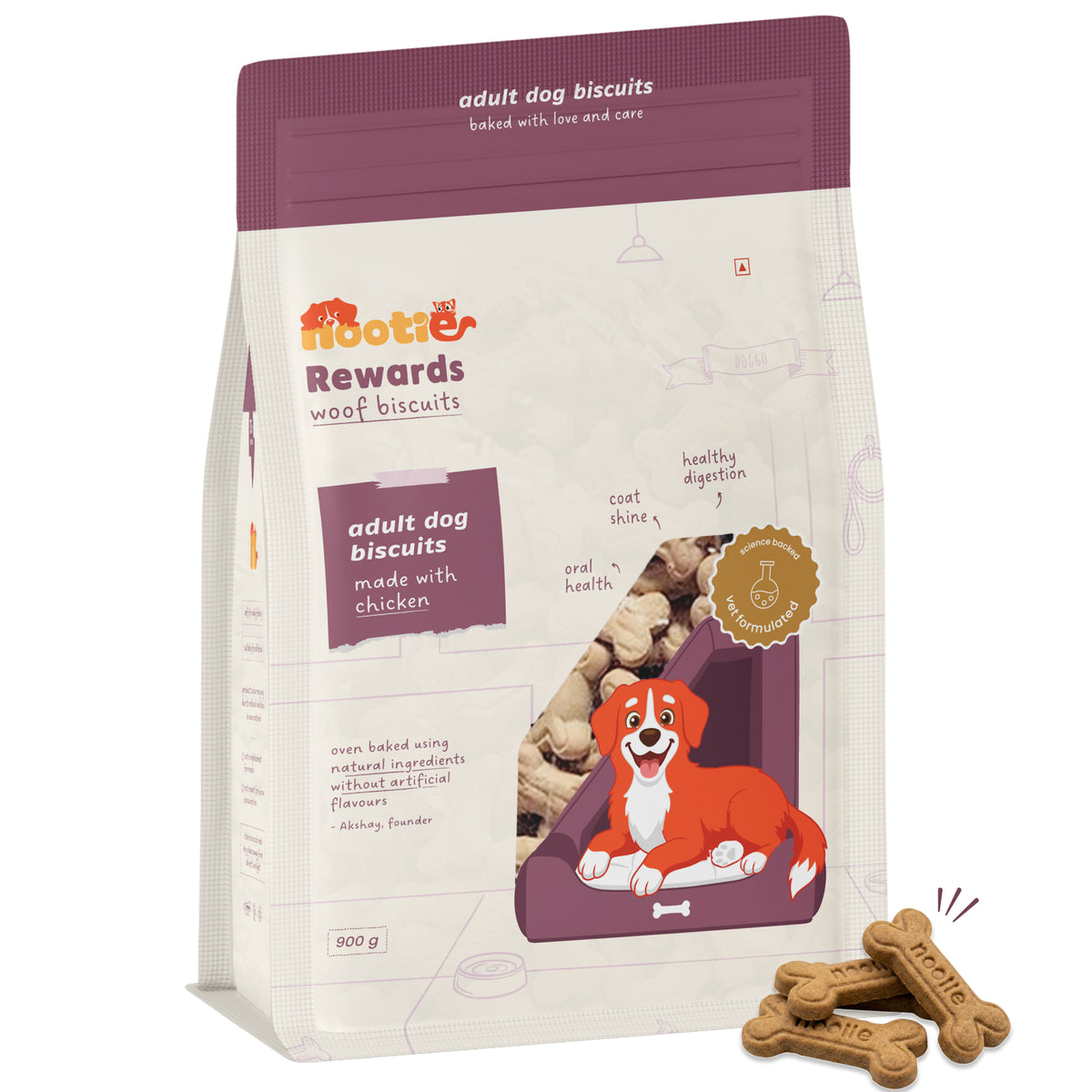 Nootie Chicken & Peanut Butter Flavour Biscuits Adult Dog Treats Dog Treats + Others Nootie 900g