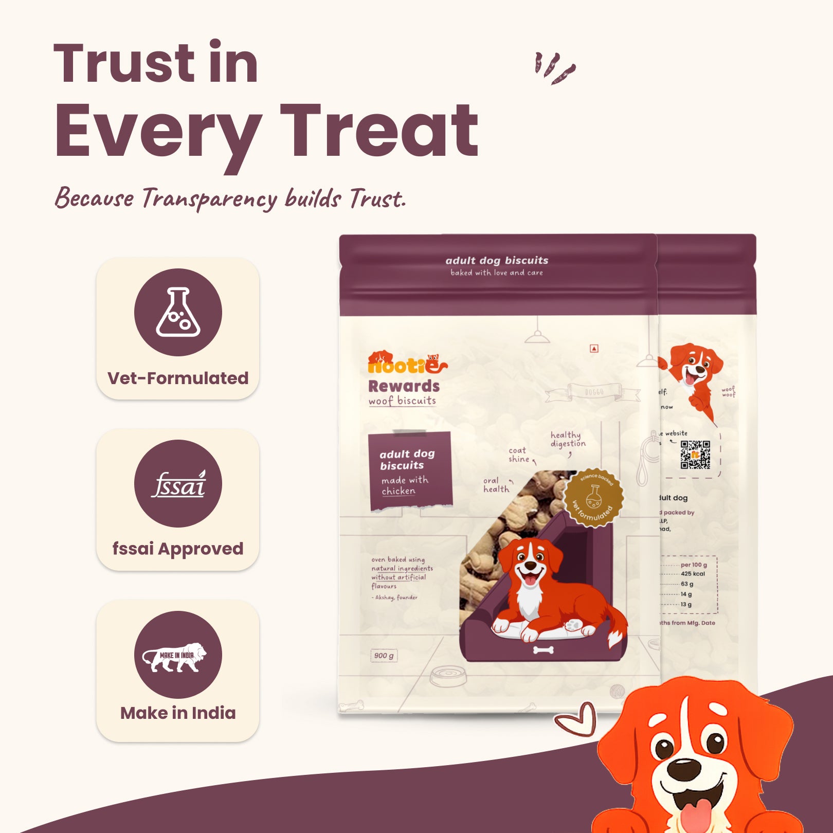 Nootie Chicken & Peanut Butter Flavour Biscuits Adult Dog Treats Dog Treats + Others Nootie