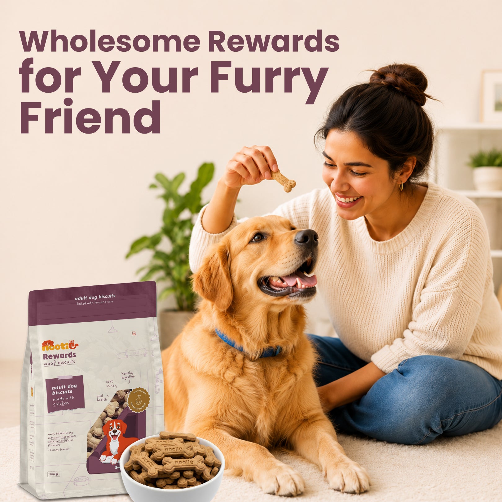 Nootie Chicken & Peanut Butter Flavour Biscuits Adult Dog Treats Dog Treats + Others Nootie