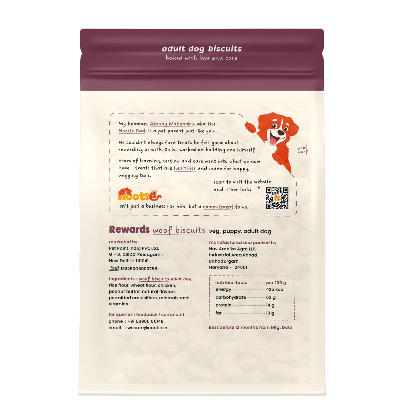 Nootie Chicken & Peanut Butter Flavour Biscuits Adult Dog Treats Dog Treats + Others Nootie