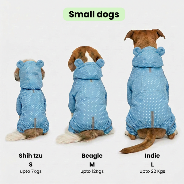 Skatrs Drizzle Dazzle Raincoat for Dogs (Light Blue)