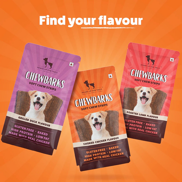 HUFT Chewbarks Gluten Free Smoked Chicken Soft Chew Strips Dog Treats