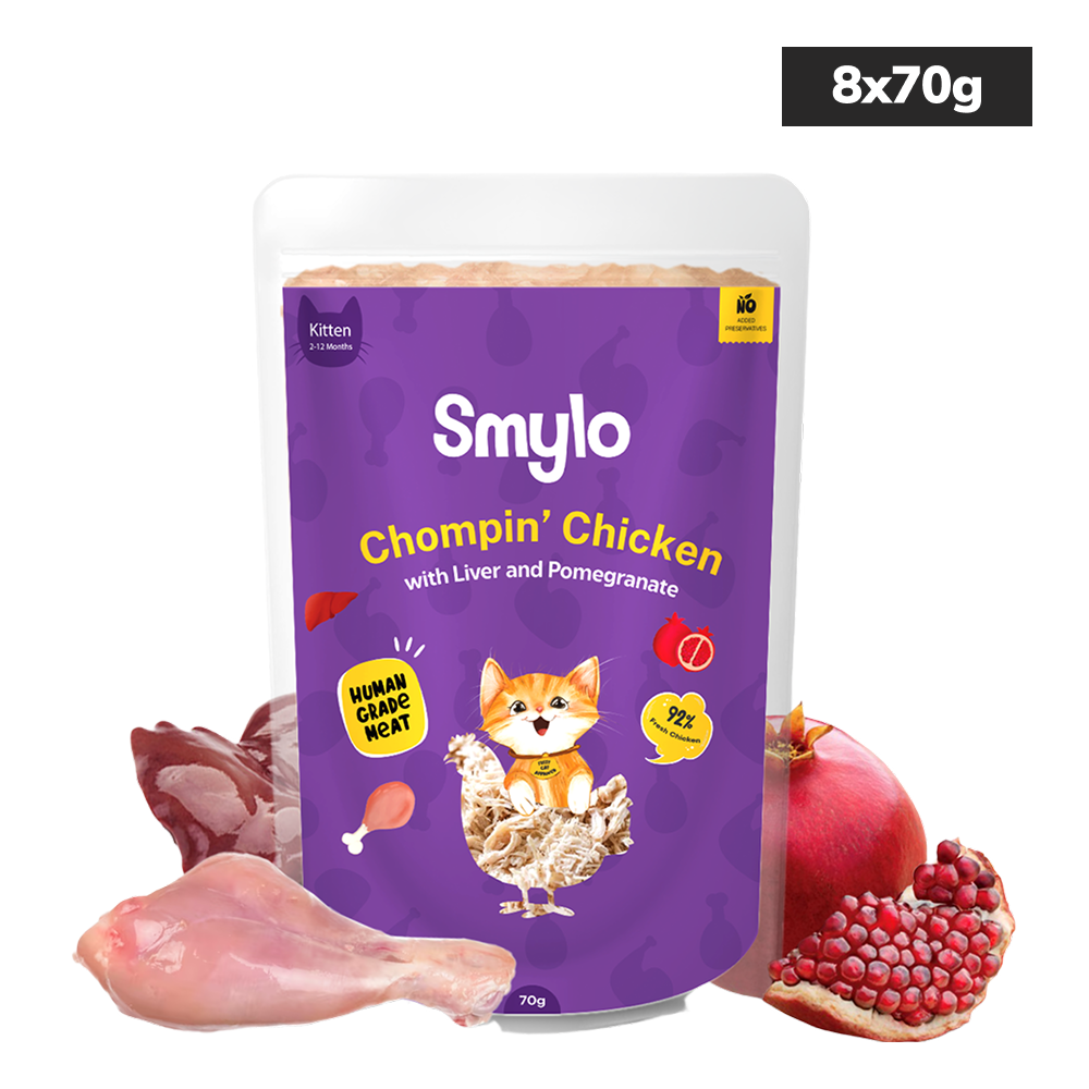 Smylo Kitten Chicken & Liver, Pomegranate, Fresh & No-Preservative Wet Cat Food Cats-Wet Food Smylo 8x70g
