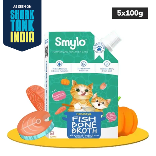 Smylo Hydration Rich Fish with Pumpkin, Broccoli and Raspberry Bone Broth for Cats