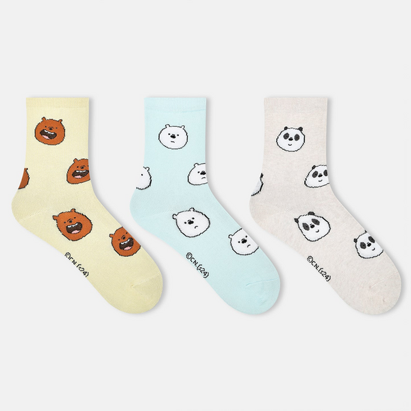 SocksXpress We Bare Bears Themed Crew Socks for Women (Pack of 3)