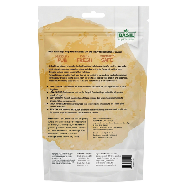 Basil Tender Bites Classic Chicken Slices Dog Treats