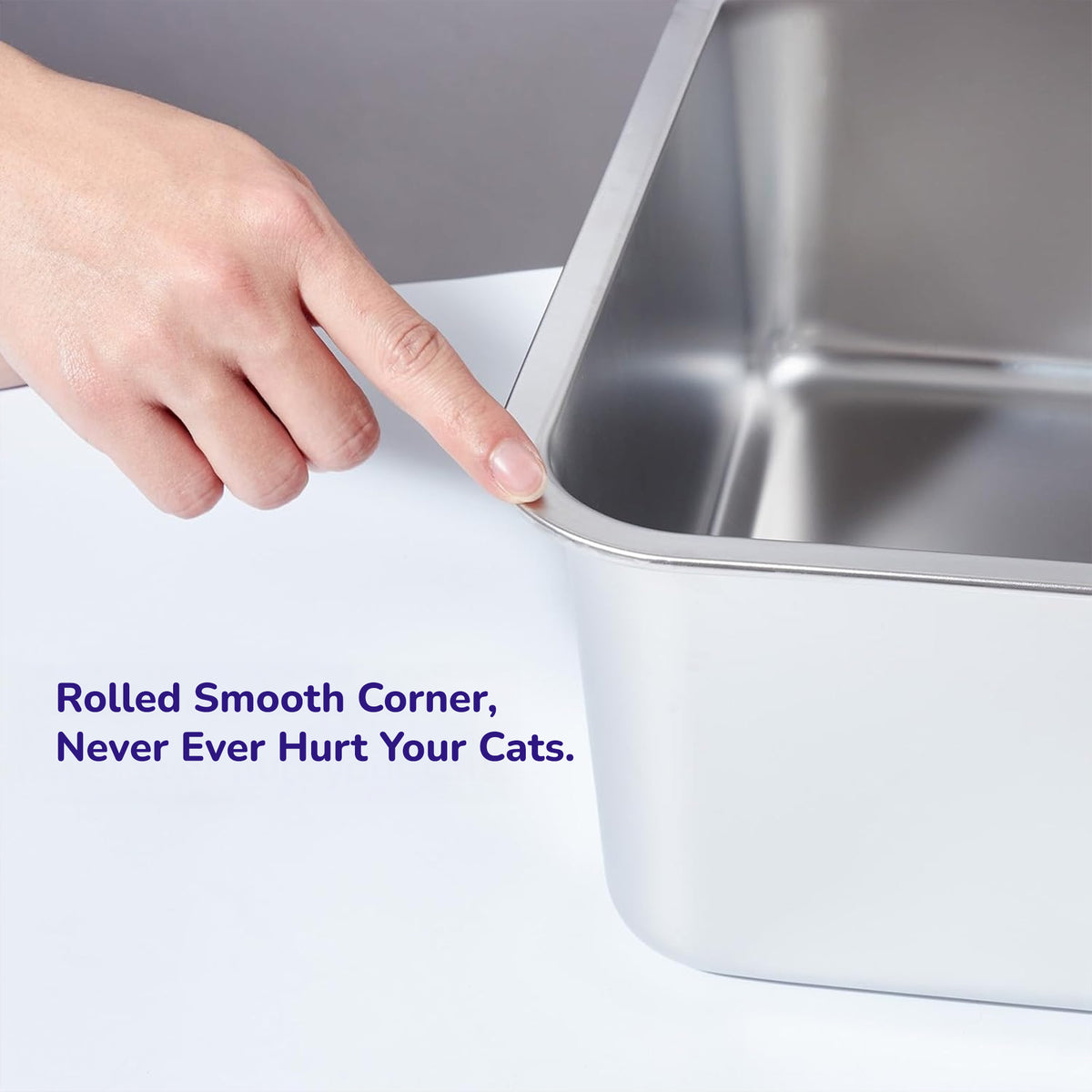 Petverse Stainless Steel Side Opening Litter Box for Cats (Grey) Litter Supplies Petverse Dropship