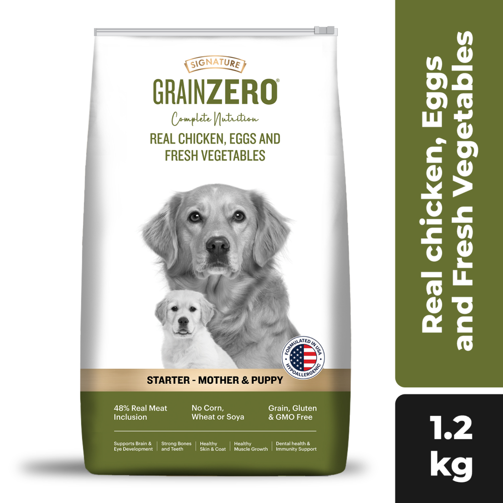 Signature Grain Zero Real Chicken, Egg and Vegetables Mother and Puppy Starter Dog Dry Food