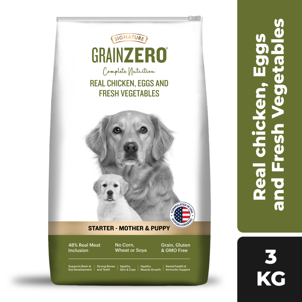 Signature Grain Zero Real Chicken, Egg and Vegetables Mother and Puppy Starter Dog Dry Food