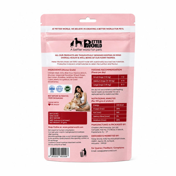 Petter World Strawberry & Chicken Sticks Gourmet Soft Dog Treats