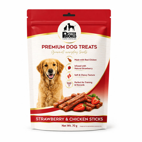 Petter World Strawberry & Chicken Sticks Gourmet Soft Dog Treats