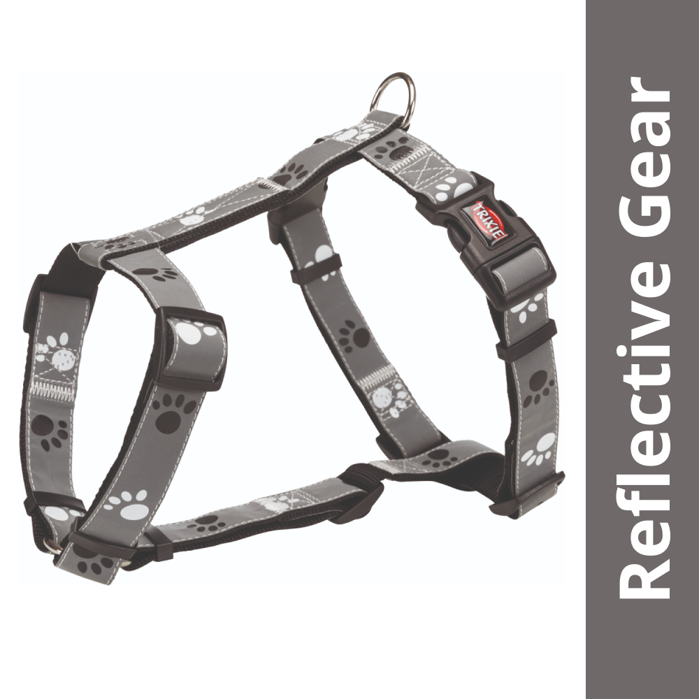 Trixie Silver Reflect H Harness for Dogs (Black & Silver Grey) Dogs-Collar, Leashes, harnesses Trixie M-L:20-30in Girth