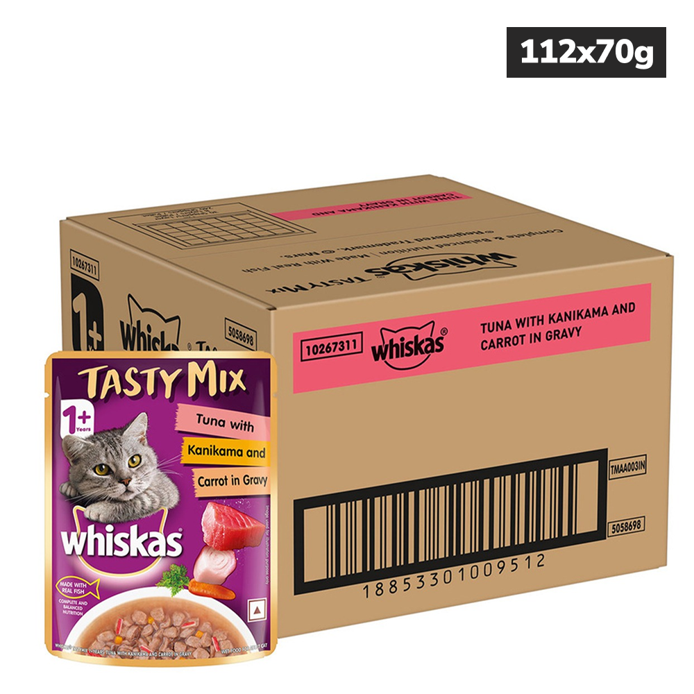 Whiskas Tuna with Kanikama And Carrot in Gravy Tasty Mix Adult Cat Wet Food Cats-Wet Food Whiskas 112x70g