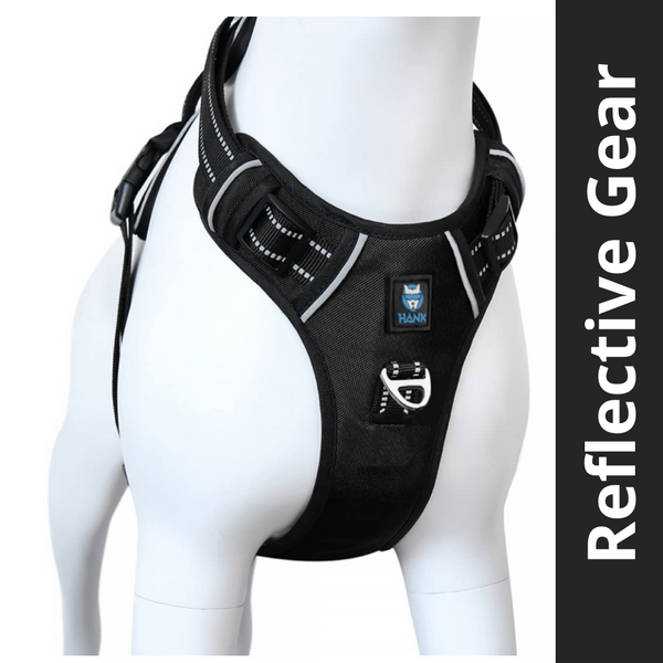 Hank 3M Reflective Harness for Puller Dogs (Black)