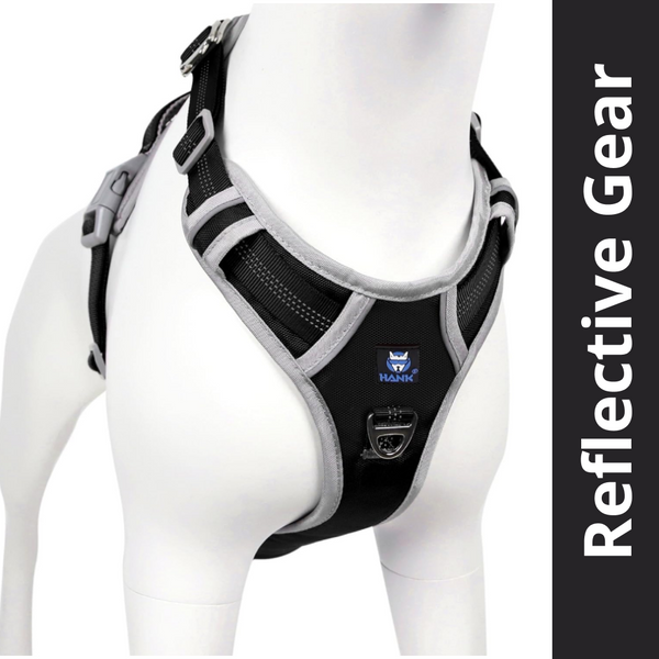 Hank 3M Reflective Harness for Puller Dogs (Grey/Black)