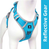 Hank 3M Reflective Harness for Puller Dogs (Grey/Cyan Blue) Dogs-Collar, Leashes, harnesses Hank M:22-27in Chest