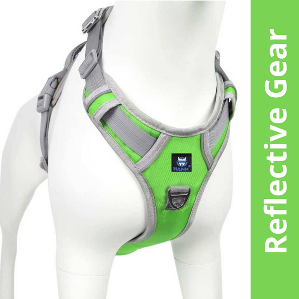 Hank 3M Reflective Harness for Puller Dogs (Grey/Neon Green)