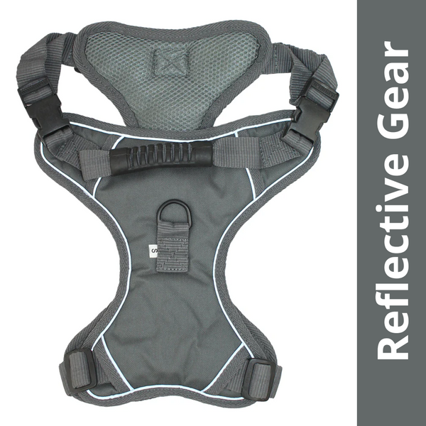 Pawpourri Adjustable Reflective Padded Harness for Dogs (Grey)