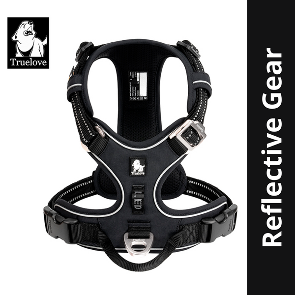 Truelove No Pull Cordura Harness with 3M Reflective Material for Dogs (Black)