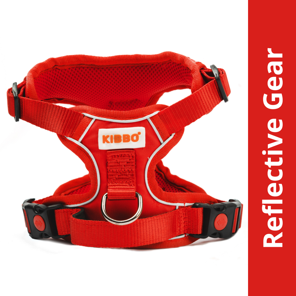 Kibbo Reflective Vest Harness with Dual Lock Buckle for Dogs (Red) Dogs-Collar, Leashes, harnesses Kibbo S:21-24in Girth