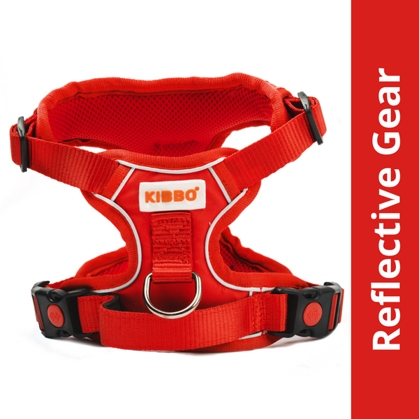 Kibbo Reflective Vest Harness with Dual Lock Buckle for Dogs (Red)