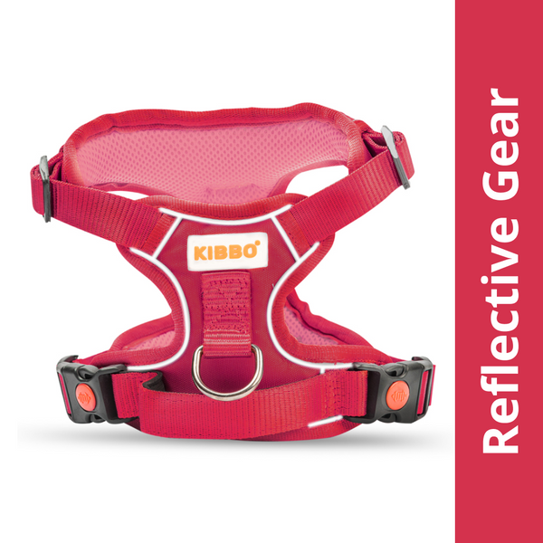 Kibbo Reflective Vest Harness with Dual Lock Buckle for Dogs (Pink)